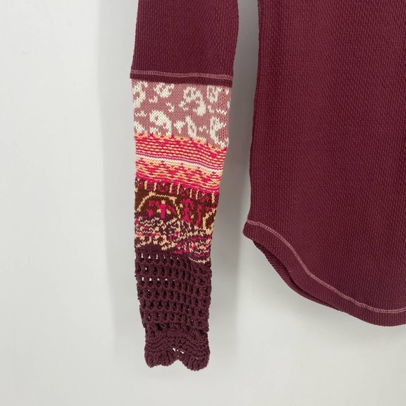 Free People In The Mix Cuff Tee Rio Vino X-Small Thermal - Picture 4 of 9